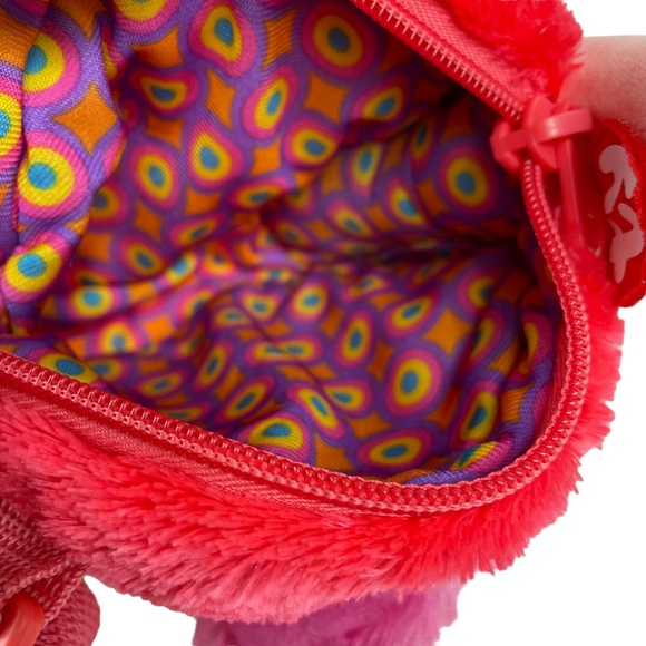 TY Gilda Flamingo Pink Plush Purse Shoulder-bag Groovy Inside Zipper Kitsch 10” - Picture 13 of 15